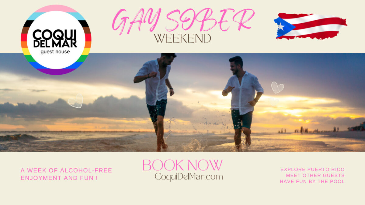 gay sober men on a beach in Puerto Rico